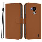 For Nokia C30 Skin Feel Solid Color Leather Phone Case with Lanyard(Brown) - 2