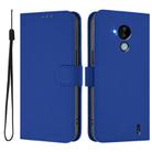 For Nokia C30 Skin Feel Solid Color Leather Phone Case with Lanyard(Dark Blue) - 2