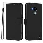 For Nokia C30 Skin Feel Solid Color Leather Phone Case with Lanyard(Black) - 2