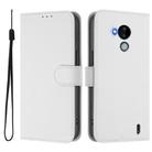 For Nokia C30 Skin Feel Solid Color Leather Phone Case with Lanyard(White) - 2