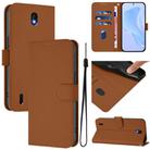 For Nokia C01 Plus / C1 2nd Edition Skin Feel Solid Color Leather Phone Case with Lanyard(Brown) - 1