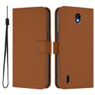 For Nokia C01 Plus / C1 2nd Edition Skin Feel Solid Color Leather Phone Case with Lanyard(Brown) - 2