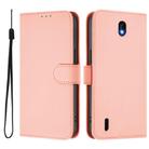 For Nokia C01 Plus / C1 2nd Edition Skin Feel Solid Color Leather Phone Case with Lanyard(Pink) - 2