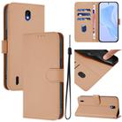 For Nokia C01 Plus / C1 2nd Edition Skin Feel Solid Color Leather Phone Case with Lanyard(Nude) - 1