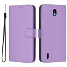 For Nokia C01 Plus / C1 2nd Edition Skin Feel Solid Color Leather Phone Case with Lanyard(Lavender Purple) - 2