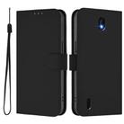 For Nokia C01 Plus / C1 2nd Edition Skin Feel Solid Color Leather Phone Case with Lanyard(Black) - 2
