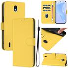 For Nokia C01 Plus / C1 2nd Edition Skin Feel Solid Color Leather Phone Case with Lanyard(Lemon Yellow) - 1