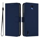 For Nokia C01 Plus / C1 2nd Edition Skin Feel Solid Color Leather Phone Case with Lanyard(Navy Blue) - 2