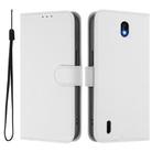 For Nokia C01 Plus / C1 2nd Edition Skin Feel Solid Color Leather Phone Case with Lanyard(White) - 2