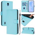 For Nokia C01 Plus / C1 2nd Edition Skin Feel Solid Color Leather Phone Case with Lanyard(Sky Blue) - 1