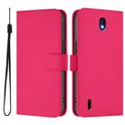 For Nokia C01 Plus / C1 2nd Edition Skin Feel Solid Color Leather Phone Case with Lanyard(Rose Red) - 2