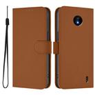 For Nokia C10 / C20 Skin Feel Solid Color Leather Phone Case with Lanyard(Brown) - 2
