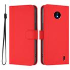For Nokia C10 / C20 Skin Feel Solid Color Leather Phone Case with Lanyard(Red) - 2