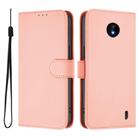 For Nokia C10 / C20 Skin Feel Solid Color Leather Phone Case with Lanyard(Pink) - 2
