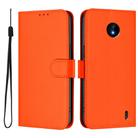 For Nokia C10 / C20 Skin Feel Solid Color Leather Phone Case with Lanyard(Orange) - 2