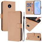 For Nokia C10 / C20 Skin Feel Solid Color Leather Phone Case with Lanyard(Nude) - 1