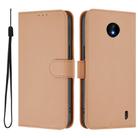 For Nokia C10 / C20 Skin Feel Solid Color Leather Phone Case with Lanyard(Nude) - 2