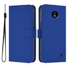 For Nokia C10 / C20 Skin Feel Solid Color Leather Phone Case with Lanyard(Dark Blue) - 2
