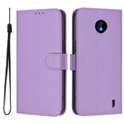 For Nokia C10 / C20 Skin Feel Solid Color Leather Phone Case with Lanyard(Lavender Purple) - 2