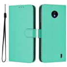 For Nokia C10 / C20 Skin Feel Solid Color Leather Phone Case with Lanyard(Green) - 2