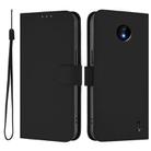 For Nokia C10 / C20 Skin Feel Solid Color Leather Phone Case with Lanyard(Black) - 2
