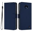 For Nokia C10 / C20 Skin Feel Solid Color Leather Phone Case with Lanyard(Navy Blue) - 2