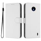 For Nokia C10 / C20 Skin Feel Solid Color Leather Phone Case with Lanyard(White) - 2