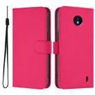 For Nokia C10 / C20 Skin Feel Solid Color Leather Phone Case with Lanyard(Rose Red) - 2