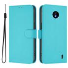 For Nokia C10 / C20 Skin Feel Solid Color Leather Phone Case with Lanyard(Lake Blue) - 2