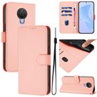 For Nokia 6.3 / G20 / G10 Skin Feel Solid Color Leather Phone Case with Lanyard(Pink) - 1