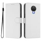 For Nokia 6.3 / G20 / G10 Skin Feel Solid Color Leather Phone Case with Lanyard(White) - 2