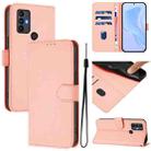 For TCL 30 SE Skin Feel Solid Color Leather Phone Case with Lanyard(Pink) - 1