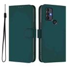 For TCL 30 SE Skin Feel Solid Color Leather Phone Case with Lanyard(Dark Green) - 2