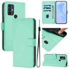 For TCL 30 SE Skin Feel Solid Color Leather Phone Case with Lanyard(Mint Green) - 1