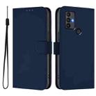 For TCL 30 SE Skin Feel Solid Color Leather Phone Case with Lanyard(Navy Blue) - 2