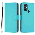 For TCL 30 SE Skin Feel Solid Color Leather Phone Case with Lanyard(Lake Blue) - 2