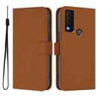 For TCL 30 XE 5G Skin Feel Solid Color Leather Phone Case with Lanyard(Brown) - 2