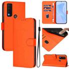 For TCL 30 XE 5G Skin Feel Solid Color Leather Phone Case with Lanyard(Orange) - 1