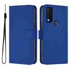 For TCL 30 XE 5G Skin Feel Solid Color Leather Phone Case with Lanyard(Dark Blue) - 2