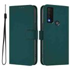 For TCL 30 XE 5G Skin Feel Solid Color Leather Phone Case with Lanyard(Dark Green) - 2