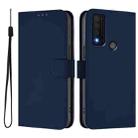 For TCL 30 XE 5G Skin Feel Solid Color Leather Phone Case with Lanyard(Navy Blue) - 2