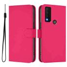 For TCL 30 XE 5G Skin Feel Solid Color Leather Phone Case with Lanyard(Rose Red) - 2