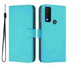 For TCL 30 XE 5G Skin Feel Solid Color Leather Phone Case with Lanyard(Lake Blue) - 2