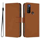 For TCL 30XL 2022 Skin Feel Solid Color Leather Phone Case with Lanyard(Brown) - 2