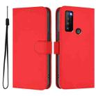 For TCL 30XL 2022 Skin Feel Solid Color Leather Phone Case with Lanyard(Red) - 2