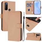 For TCL 30XL 2022 Skin Feel Solid Color Leather Phone Case with Lanyard(Nude) - 1