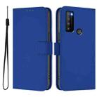 For TCL 30XL 2022 Skin Feel Solid Color Leather Phone Case with Lanyard(Dark Blue) - 2