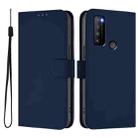 For TCL 30XL 2022 Skin Feel Solid Color Leather Phone Case with Lanyard(Navy Blue) - 2