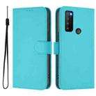 For TCL 30XL 2022 Skin Feel Solid Color Leather Phone Case with Lanyard(Lake Blue) - 2