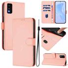 For TCL 30T Skin Feel Solid Color Leather Phone Case with Lanyard(Pink) - 1